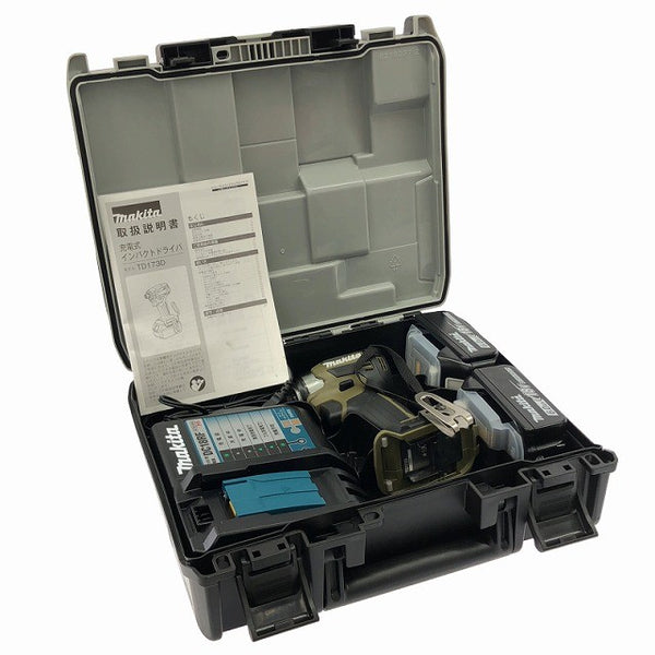 ☆極美品☆makita マキタ 18V 充電式インパクトドライバ TD173DRGXO オリーブ バッテリー2個(18V 6.0Ah)充電器 ケース付135037 - 2