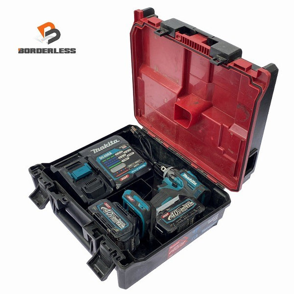 ☆中古品☆makita マキタ 40Vmax 充電式インパクトレンチ TW004GRDX バッテリ2個(2.5Ah) 充電器 ケース付 320N･m コードレス129051 - 1