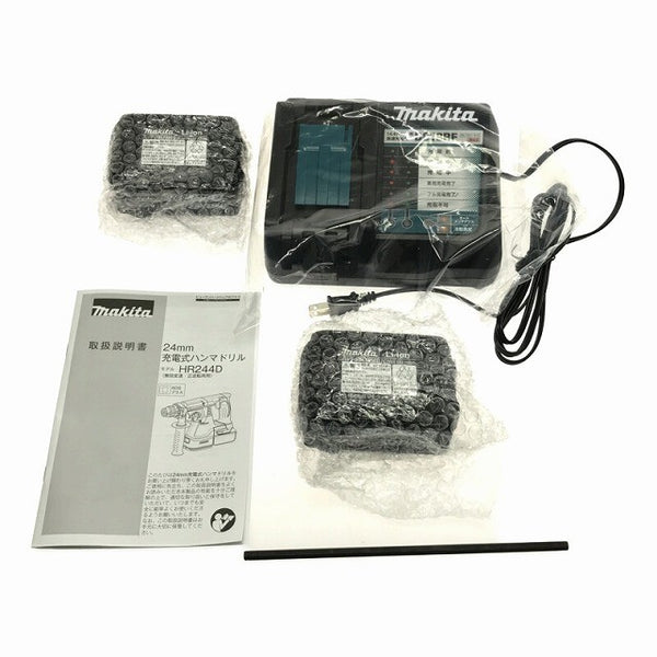 ☆未使用品☆makita マキタ 18V 24mm 充電式ハンマドリル HR244DRGX 青 バッテリ2個(6.0Ah) 充電器 ケース付 ハンマードリル137732 - 10
