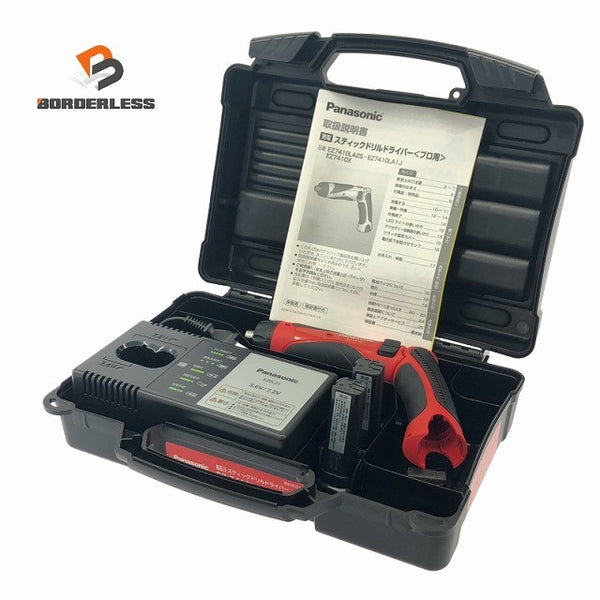 ☆未使用品☆Panasonic パナソニック 3.6V 充電スティックドリルドライバー EZ7410LA2SR1 赤 バッテリ2個(1.5Ah) 充電器 ケース138479 - 1