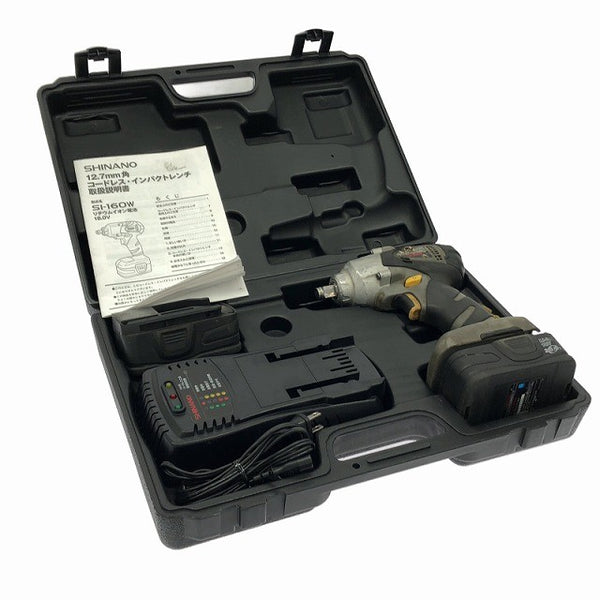 ☆中古品☆SHINANO 信濃機販 18V 12.7mm 角 コードレスインパクトレンチ SI-160W バッテリ2個(2.0Ah)充電器 ケース付 充電式129673 - 2