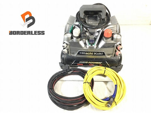 ☆中古品☆HITACHI 日立工機 100V 8L 常圧/高圧 エアコンプレッサー EC1245H2 高圧/常圧エアホース付き エアツール 大工道具114387