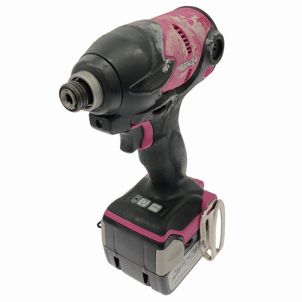 ☆中古品☆HITACHI 日立工機 14.4V コードレスインパクトドライバー WH14DSL2(2LSCK)(R) 赤 バッテリ2個 充電器 ケース 充電式136900 - 4