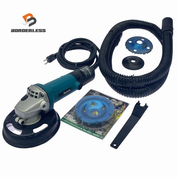 ☆中古品☆makita マキタ 100V 集じんカバー付ディスクサンダー 9533BSK ホース＋カップ付 防じんカバー付 ディスクグラインダー131617 - 1