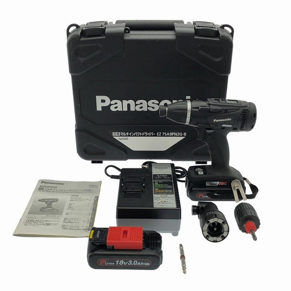 ☆中古美品☆Panasonic パナソニック 14.4V/18V 充電マルチインパクトドライバー EZ75A9PN2G-B バッテリー2個(3.0Ah)+充電器+ケース114835 - 3