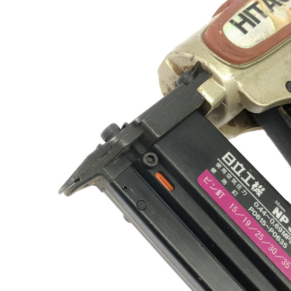 ☆中古品☆HITACHI 日立工機 一般庄/常圧 35mm ピン釘打機 NP35A ケース付 ピン釘打ち機 ピンネイラ ピンタッカー エア工具118068 - 9
