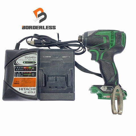 ☆中古品☆HITACHI 日立工機 14.4V コードレスインパクトドライバー WH14DDL 緑 充電器(UC18YSL2)付 充電式 バッテリー式