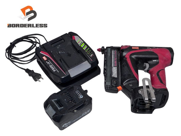 ☆中古品☆MAX マックス 18V 充電式ピンネイラ TJ-35P3 バッテリー（18V 5.0Ah）充電器（JC-925A）付き エア釘打機135124 - 1