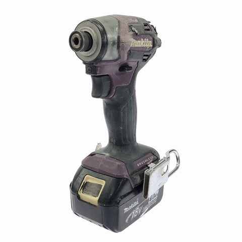 ☆中古品☆makita マキタ 18V 充電式インパクトドライバ TD173D 紫 バッテリー(18V 5.0Ah) 充電器付き 電動工具 締め付け - 0