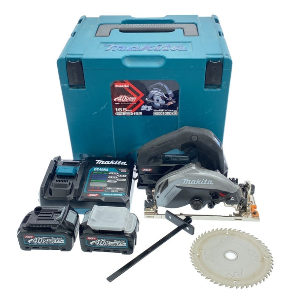 ☆比較的綺麗☆makita マキタ 165mm 40Vmax 充電式マルノコ HS001GRDXB 黒/ブラック バッテリー2個(40Vmax 2.5Ah) 充電器 ケース付111790 - 3