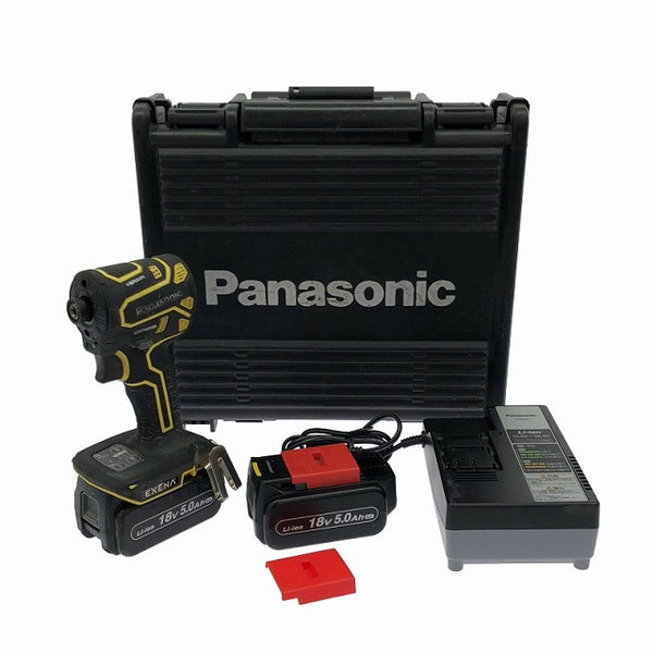 ☆中古品☆Panasonic パナソニック 18V 充電インパクトドライバー EZ1PD1J18D-Y 黄色 バッテリ2個(5.0Ah) 充電器 ケース付 充電式 - 3