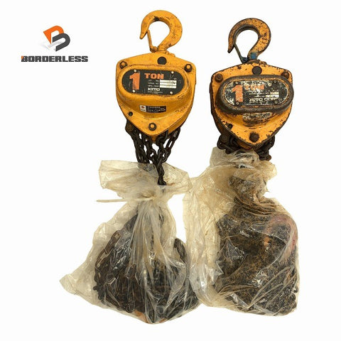 ☆中古品2個セット☆KITO キトー チェーンブロック M3形 CB010 荷重1.0ton/1ton 揚程2.5m 手動式 チェンブロック 吊り具 荷揚げ136496