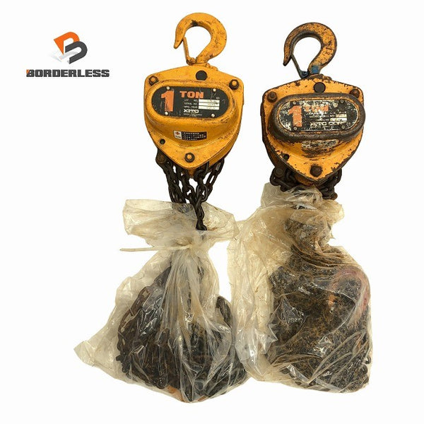 ☆中古品2個セット☆KITO キトー チェーンブロック M3形 CB010 荷重1.0ton/1ton 揚程2.5m 手動式 チェンブロック 吊り具 荷揚げ136496 - 1