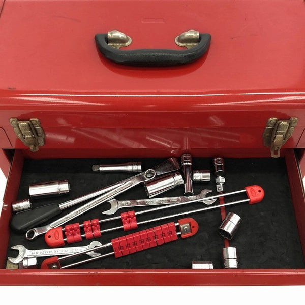 ☆中古品セット☆KTC 京都機械工具 ソケット複数 ドライバー 六角レンチ スパナ 2段工具箱 ツールボックス WATERLOO ※画像確認116793 - 8