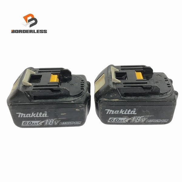 ☆中古品 76回と88回☆makita マキタ 18V 6.0Ah 純正 リチウムイオンバッテリー BL1860B(2個) 残量表示付 雪マーク138237 - 1
