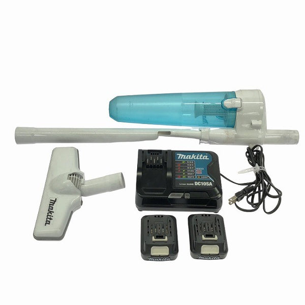 ☆比較的綺麗☆makita マキタ 10.8V 充電式クリーナー CL107FD バッテリ2個(1.5Ah) 充電器 サイクロンアタッチメント付 掃除機137420 - 9
