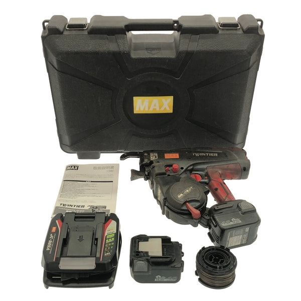 ☆中古品☆MAX マックス リバータイヤ 鉄筋結束機 14.4V RB-440T-B2CA/1440A バッテリー2個 充電器 ケース付 TWINTIER ツインタイア119447 - 3