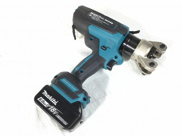 ☆未使用品☆makita マキタ 18V 充電式圧着機 TC300DRG バッテリ1個(6.0Ah) 充電器+ダイス+ケース付 コードレス 油圧式 圧着工具 - 6