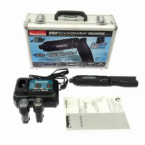 ☆中古品☆makita マキタ 7.2V 充電式ペンインパクトドライバ TD022DSHXB バッテリー2個(1.5Ah、1.0Ah) 充電器 ケース付135172 - 3