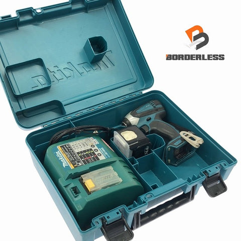 ☆中古品☆makita マキタ 14.4V 充電式インパクトドライバー TD134DX2 青/ブルー バッテリ1個(14.4V6.0Ah) 充電器 ケース付 - 0