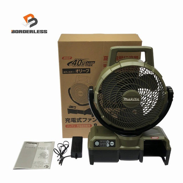 ☆比較的綺麗☆makita マキタ 40Vmax 充電式ファン CF001GZO オリーブ ACアダプタ付き コードレスファン 扇風機130608 - 1