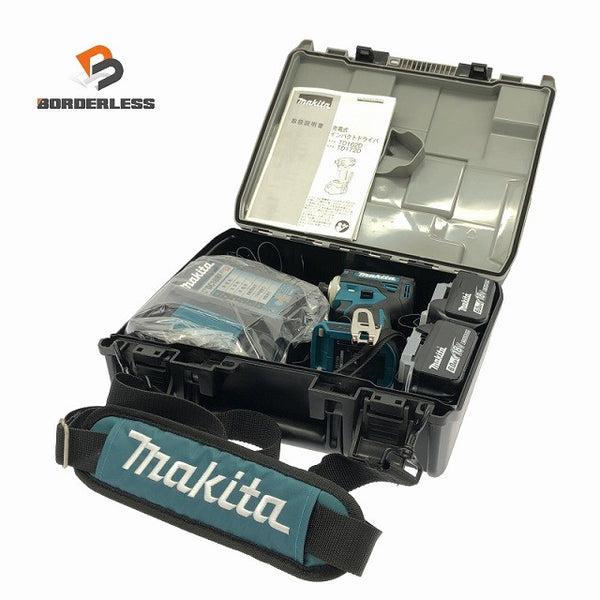 ☆極美品☆makita マキタ 18V 充電式インパクトドライバー TD172DRGX 青/ブルー バッテリ2個(18V6.0Ah) 充電器 ケース付121063 - 1