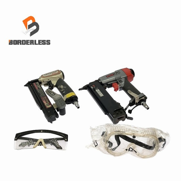 ☆中古品セット☆HITACHI 日立工機 常圧 ピン釘打機 NP35A RYOBI エア釘打機 RF-500 ゴーグル付 ピンタッカ エアーツール108335 - 1