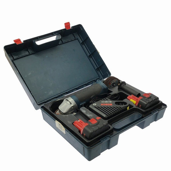 ☆中古品☆BOSCH ボッシュ 14.4V 100mm 充電式ディスクグラインダー GWS 14.4V/GWS14.4V バッテリ2個 充電器 刃複数付き129069 - 2