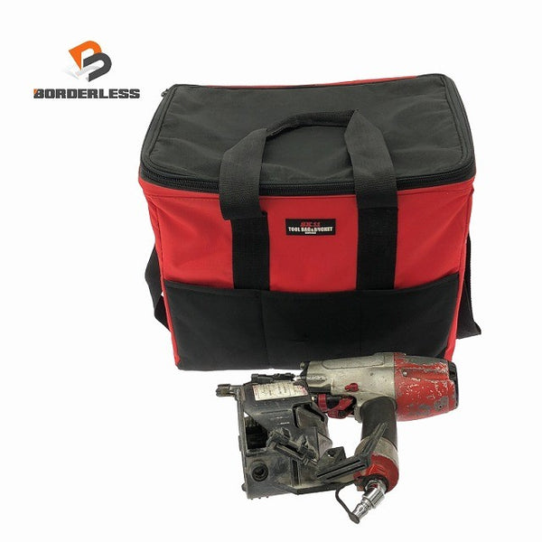 ☆中古品☆MAX マックス 常圧 コイルネイラ 型番不明 SK11 収納工具バック付き エア釘打ち機 エアツール 大工道具132926 - 1