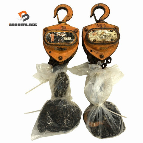 ☆中古品2個セット☆KITO キトー チェーンブロック M3形 CB010 荷重1.0ton/1ton 揚程2.5m 手動式 チェンブロック 吊り具 荷揚げ137280