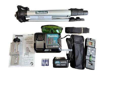☆未使用品 セット☆makita マキタ フルライン 墨出し器 SK507GDZN 三脚 バッテリー 充電器 受光機器 ケース ダイレクトグリーン - 0