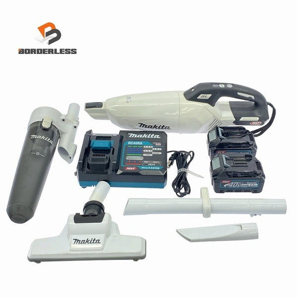 ☆比較的綺麗☆makita マキタ 40Vmax 充電式クリーナー CL001G 白 バッテリ2個(2.5Ah) 充電器 サイクロンアタッチメント付119907 - 1