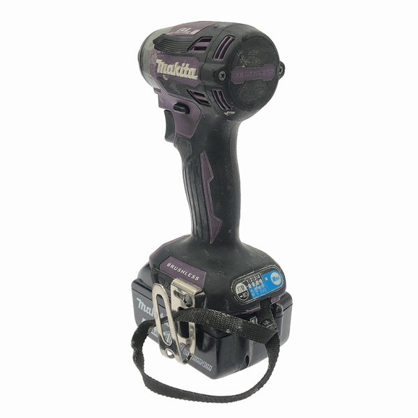 ☆中古品☆makita マキタ 18V 充電式インパクトドライバ TD173DGXAP 紫/パープル バッテリー2個(18V 6.0Ah) 充電器 ケース付 - 7