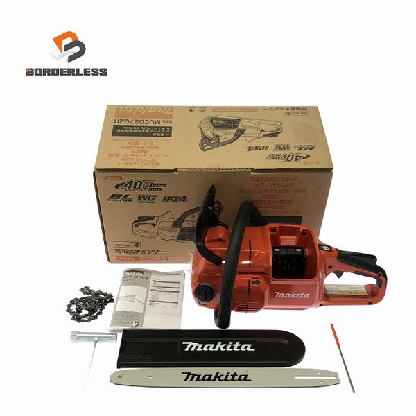 ☆極美品☆makita マキタ 40Vmax 充電式チェンソー MUC027GZR 赤 ガイドバー350mm 刃+チェーンカバー付き 切断機135001 - 1