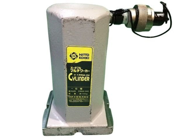 ☆中古品セット☆NITTO 日東工器 ポータブルマルチワーカー PMW-24用 Vノッチダイセット 油圧ポンプ HPS-10(200V) アングル加工機 - 7