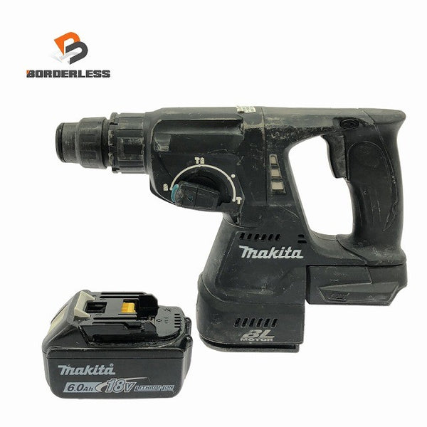 ☆中古品☆makita マキタ 18V 充電式ハンマドリル HR244D 黒 バッテリ1個(6.0Ah)付 コードレス ハンマードリル132289 - 1