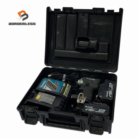 ☆中古品☆ makita マキタ 18V 充電式インパクトドライバー TD148D 黒/ブラック 本体+バッテリー2個(4.0Ah)充電器+ケース131517