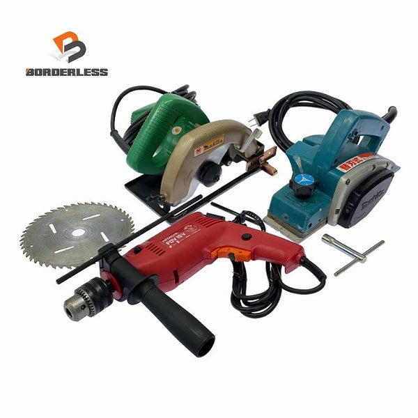 ☆中古品DIYセット☆マキタ 電気カンナ 1900BA マルノコ M5800A 日立工機 振動ドリル FDV15V 日曜大工128979 - 1