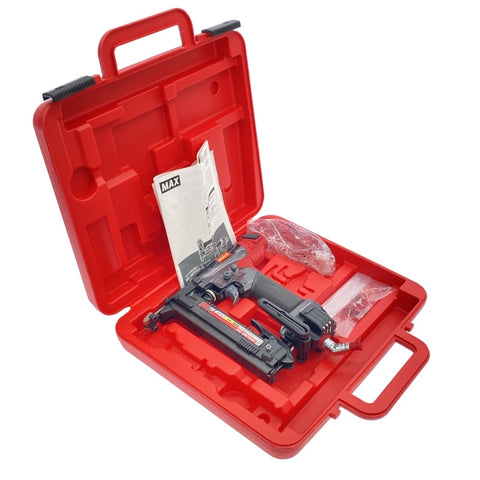 ☆比較的綺麗☆MAX マックス 38mm 高圧 フロアタッカ HA-38F3(D)-G 平打ちアタッチメント 保護メガネ 説明書 ケース付118103 - 0