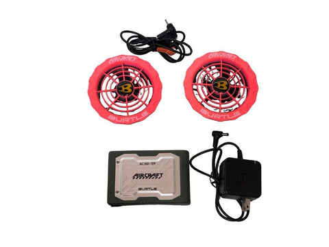 ☆比較的綺麗☆ BURTLE バートル 19V エアークラフト専用バッテリ AC360 ファンユニット AC371 空調作業服 京セラ Lサイズベスト2着付属133991 - 0