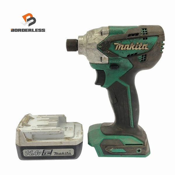 ☆中古品☆makita マキタ 14.4V 充電式インパクトドライバー MTD001D バッテリー(14.4V 1.5Ah) 付 DIY用 日曜大工 電動工具117365 - 1