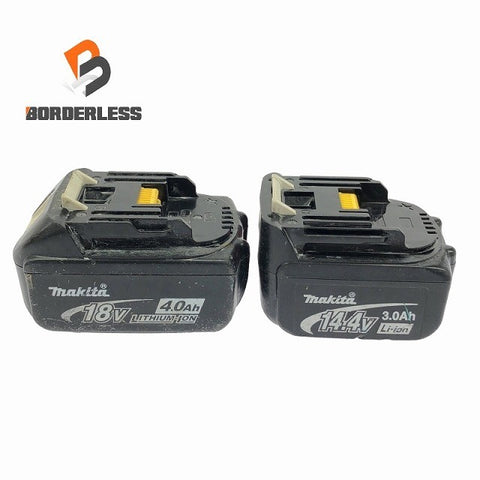 ☆中古品セット☆makita マキタ 14.4V 3.0Ah/18V 4.0Ah 純正リチウムイオンバッテリー BL1430+BL1840 LITHIUM-ION 雪/飛行機 116104