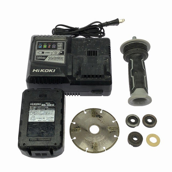 ☆中古品☆HiKOKI ハイコーキ 36V 100mm コードレスディスクグラインダー G3610DA マルチボルトバッテリー1個 充電器 ケース付130525 - 10
