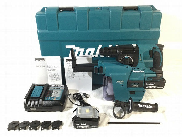 ☆未使用品☆makita マキタ 18V 充電式ハンマドリル HR244DRGXV 集じんシステム(DX01) バッテリー2個(18V 6.0Ah) 充電器 ケース付135714 - 3