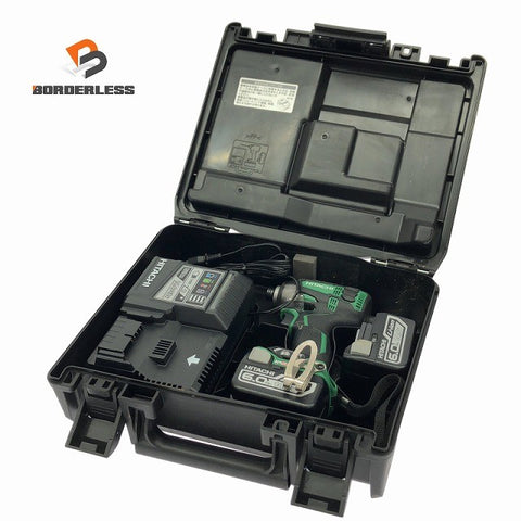 ☆比較的綺麗☆HITACHI 日立 14.4V コードレスインパクトドライバー WH14DDL2(2LYPK)(L) 緑 バッテリ2個(6.0Ah) 充電器 ケース付130684