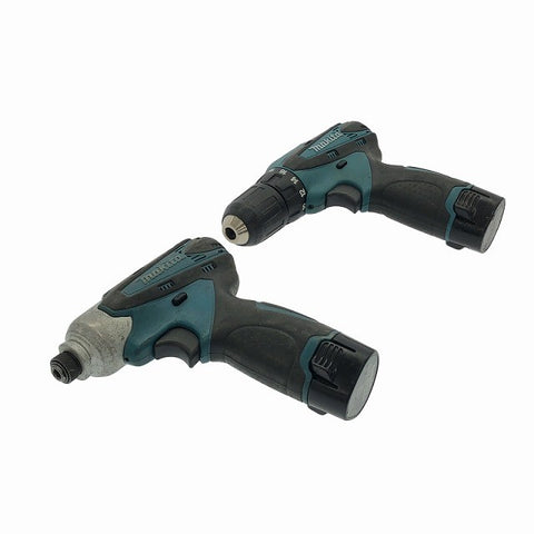 ☆中古品 2点セット☆makita マキタ 10.8V インパクトドライバ TD090D ドライバドリル DF330D バッテリー2個(10.8V 1.3Ah) 充電器付 - 0