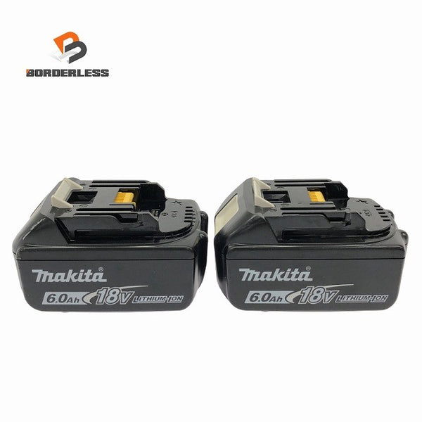 ☆中古美品2点☆makita マキタ 18V 6.0Ah 純正 リチウムイオンバッテリー BL1860B 残量表示付 リチウムイオン電池 蓄電池 充電池136882 - 1