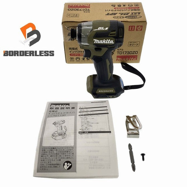 ☆未使用品☆makita マキタ 18V 充電式インパクトドライバ TD173DZO オリーブ 本体のみ 説明書 外箱付 ※バッテリー・充電器 別売り113870 - 1
