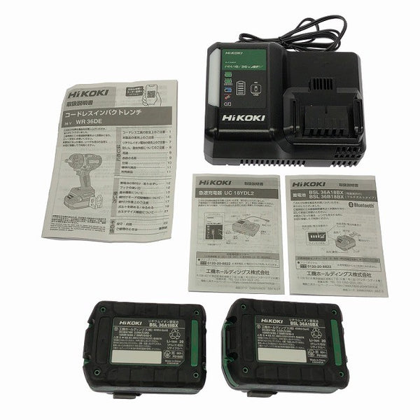 ☆中古極美品☆HiKOKI ハイコーキ 36V コードレスインパクトレンチ WR36DE(2XPSZ) バッテリ2個 充電器 ケース付 630N・m 充電式130516 - 10