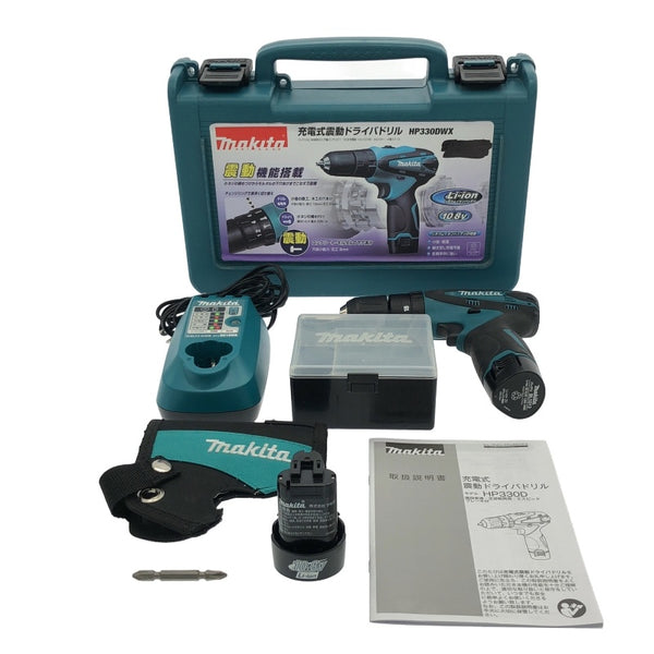 ☆中古美品☆makita マキタ 10.8V 充電式震動ドライバドリル HP330DWX バッテリ2個(1.3Ah)充電器 ケース付 コードレス 締付け118616 - 3